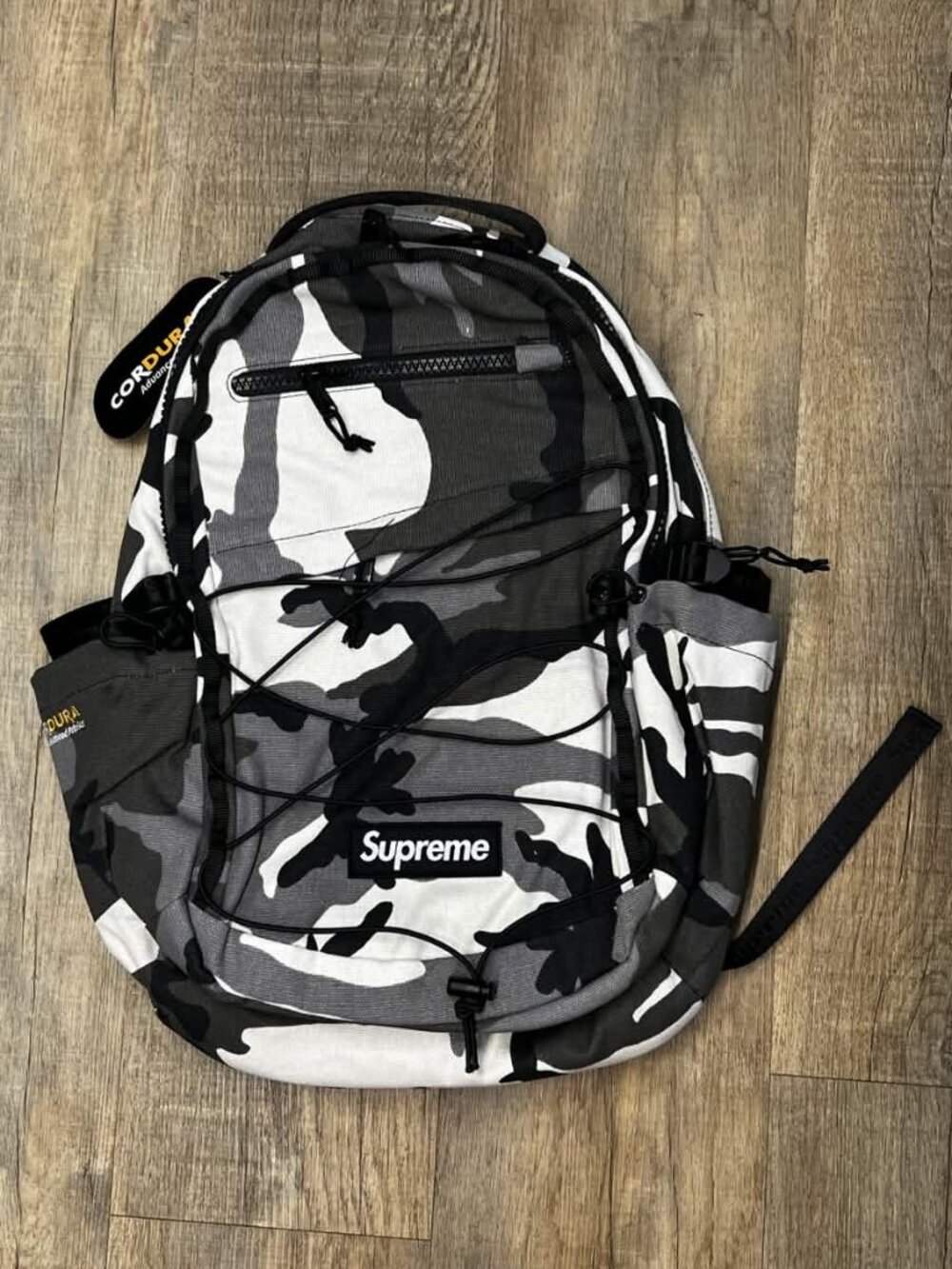 Supreme SS25 Backpack Black White Snow Camo